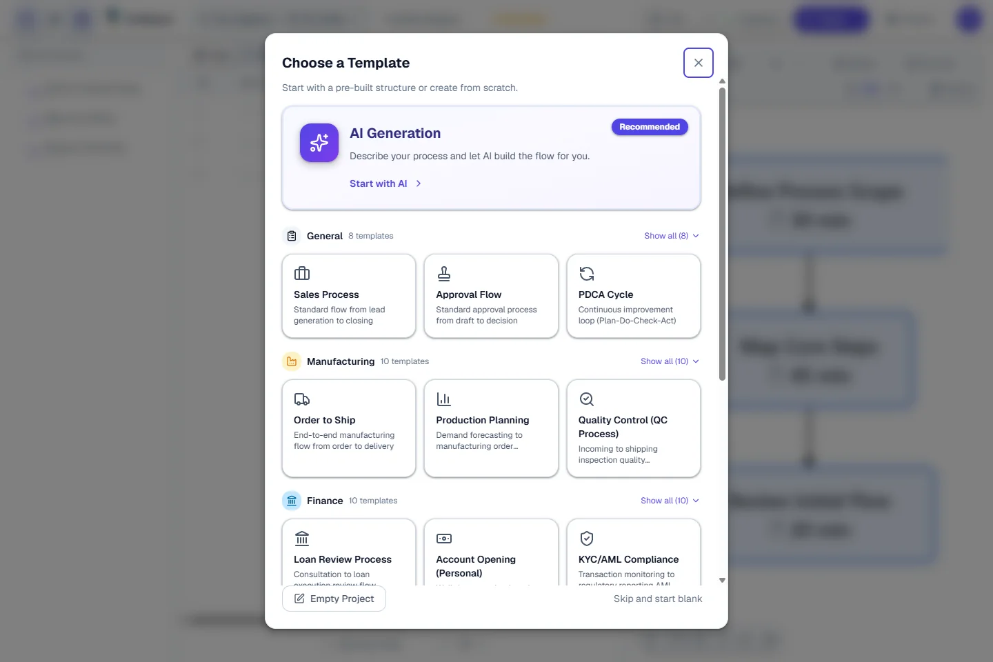 Actual screen: choose Empty Project at the bottom of the template picker to start practicing.